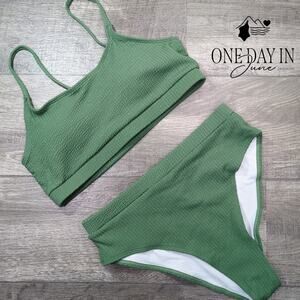 CharmLeaks Textured Crop Bikini Swimsuit Size L